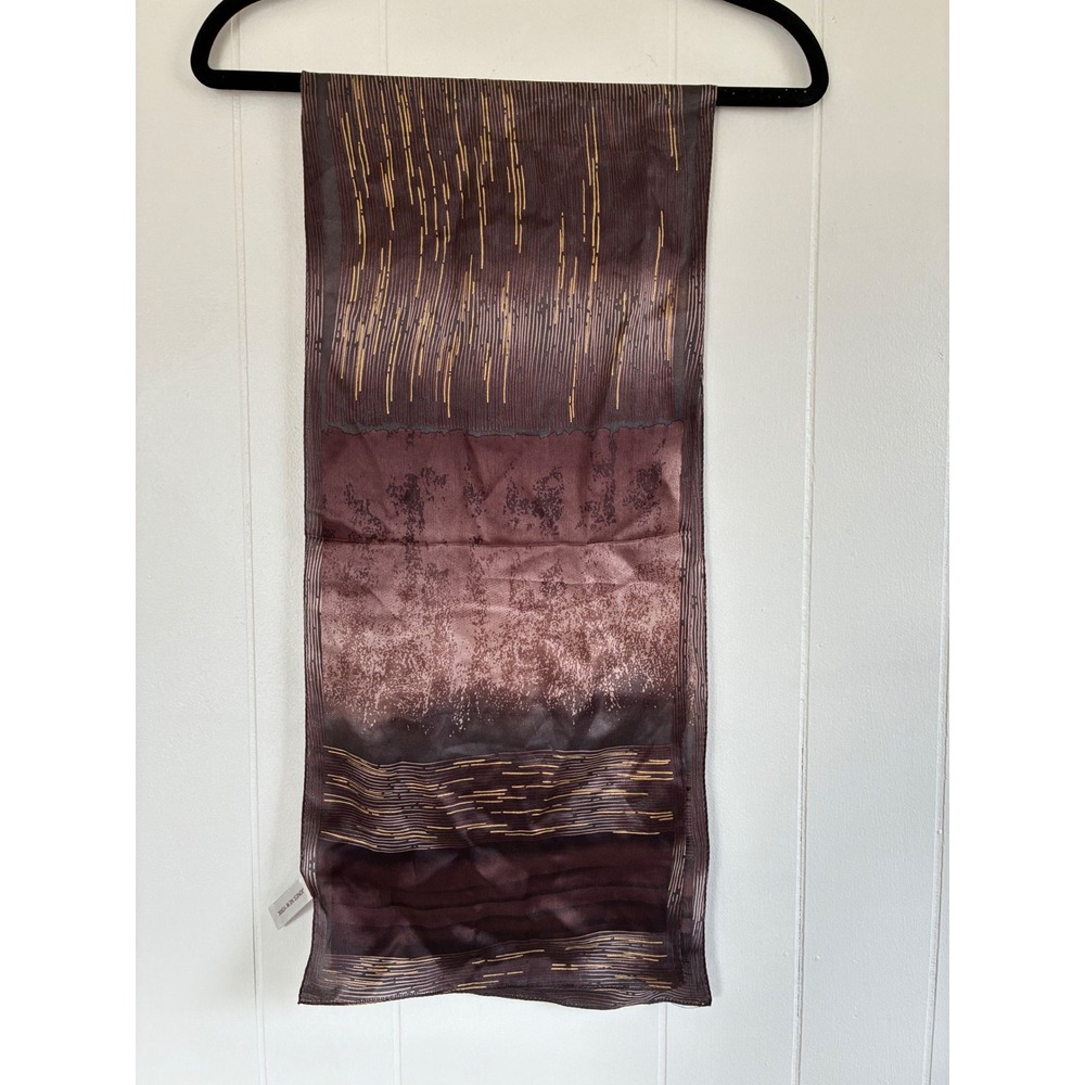 Jones New York Silk Scarf Set 2 Floral Red Brown Ombre Made in Japan Vintage - Picture 10 of 10